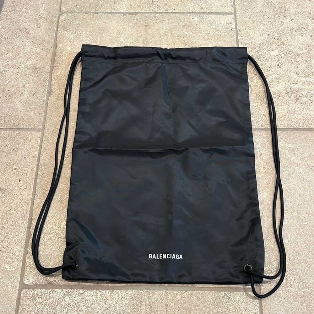 Balenciaga black nylon drawstring bag